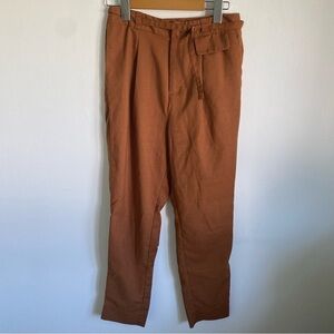 Frank and Oak Women High-Rise Belted Pants in Terracotta / Rust Brown • sz US 2